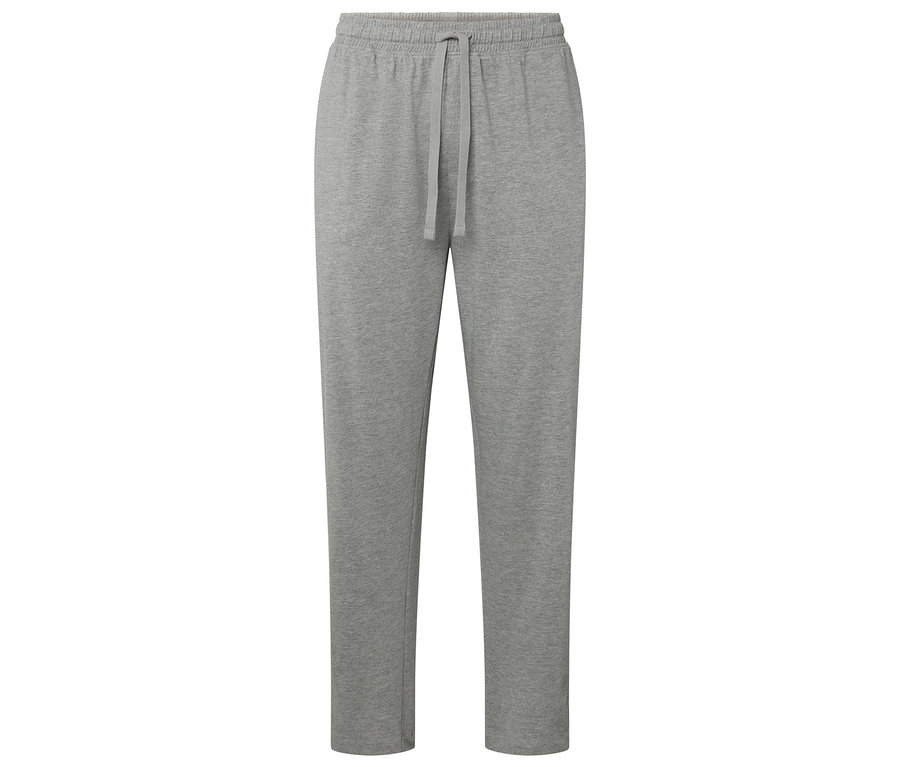 Pantalon de survêtement gris avec cordon de serrage à la taille.