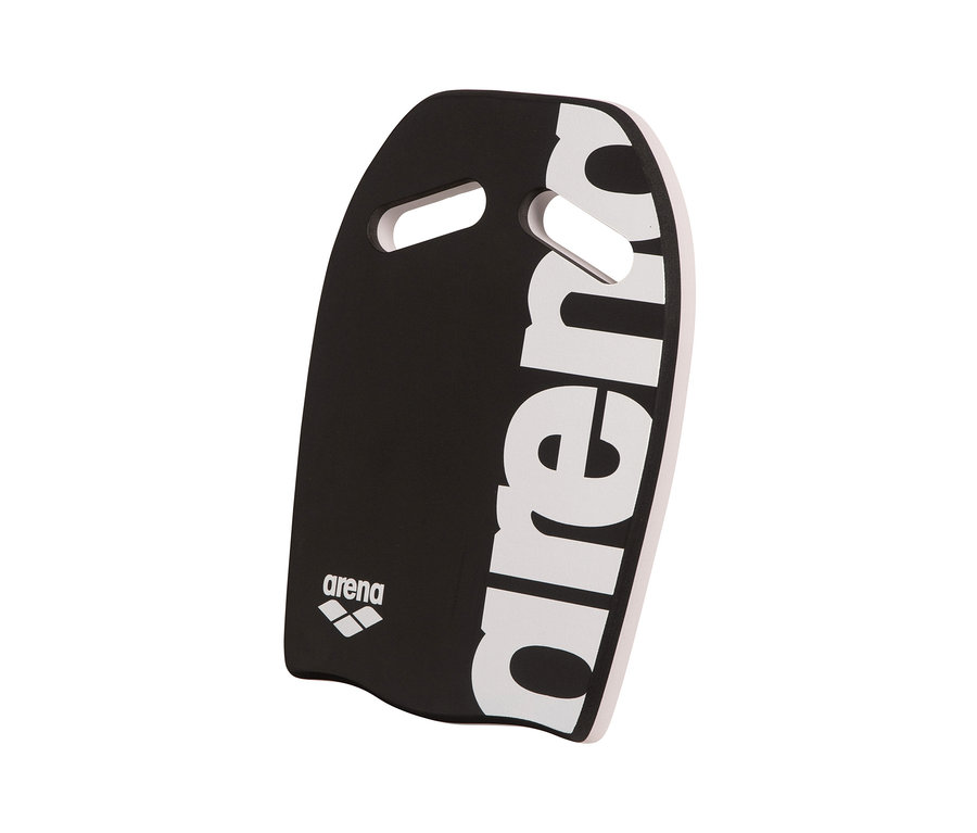 Planche de natation arena noire avec logo blanc.