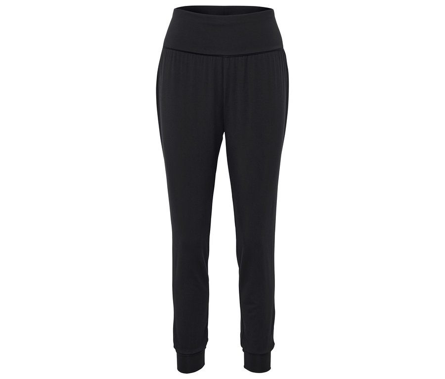 Pantalon de survêtement noir avec taille élastique et poignets.