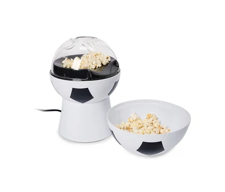 Machine à pop-corn en forme de ballon de football avec un bol de pop-corn.