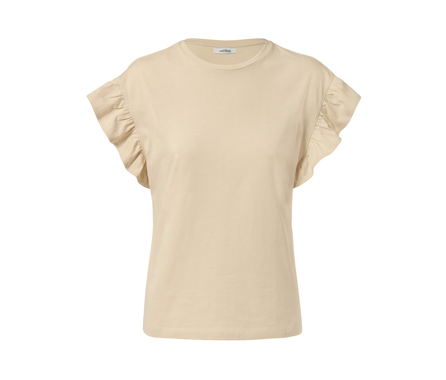 T-shirt sable avec volant sur les manches courtes.