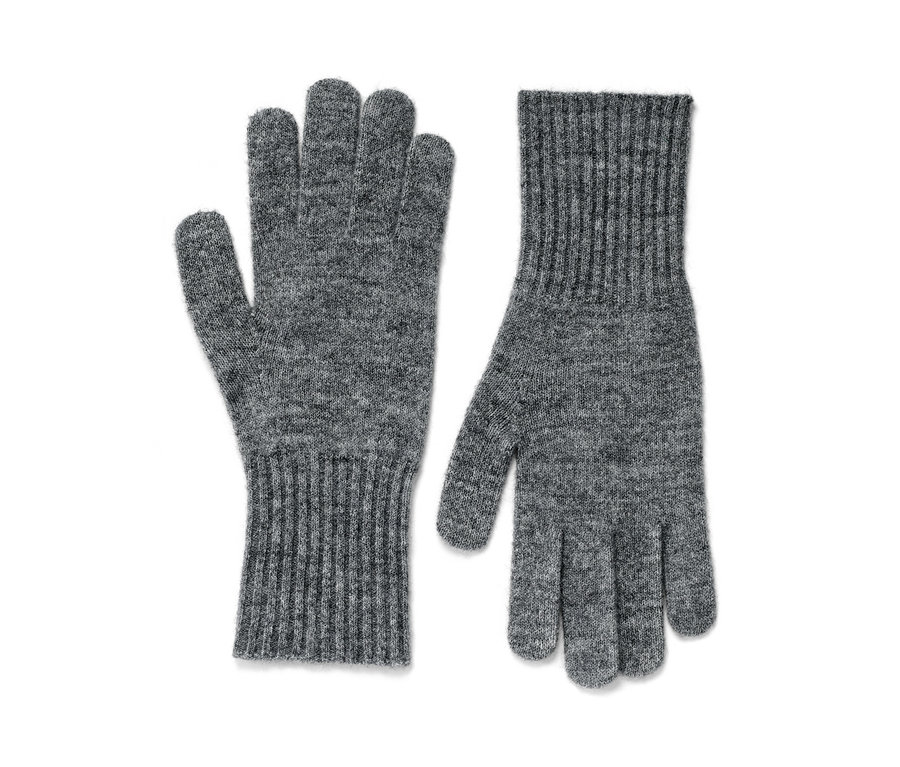 Deux gants en maille gris chiné.
