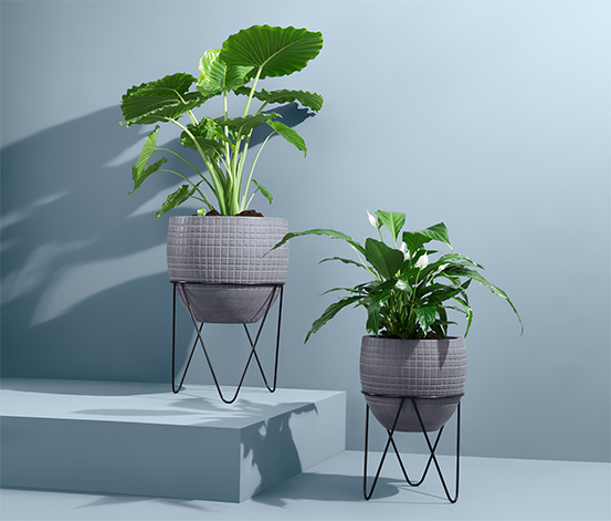 2 pots  de  fleurs   l  aspect  b ton supports inclus 394092