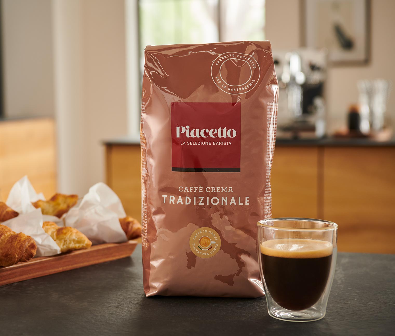 Piacetto Caffè Crema Tradizionale – 6 x 1 kg, en grains