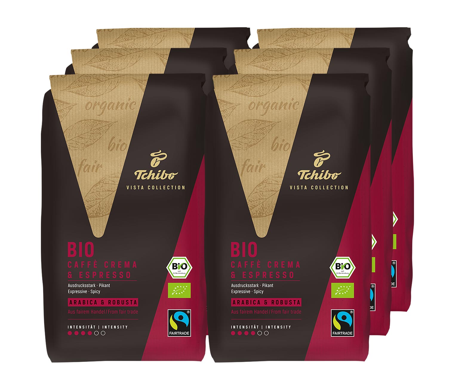 Tchibo Vista Collection - Bio Caffè Crema & Espresso – 6 x 1 kg, en grains