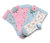 5 paires de chaussettes pour enfant, motif fleuri - 3x imprimé intégral de fleurs multicolores, 1x rose avec fleur bleue en 3D, 1x bleu clair avec fleur rose en 3D