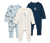 3 pyjamas pour bébé, chevalier - 1x blanc crème avec imprimé multicolore, 1x bleu clair avec imprimé intégral multicolore, 1x bleu marine avec imprimé multicolore, 1x bleu ciel avec imprimé multicolore, 1x bleu ciel avec imprimé multicolore