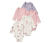 5 Bodies à manches longues pour bébé, princesse - 1x blanc crème avec imprimé intégral multicolore, 1x rose pastel avec imprimé, 1x pastel violet avec imprimé intégral à pois blanc crème, 1x rose pastel, 1x blanc crème avec imprimé