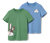 2 T-shirts pour enfant avec application, bleu et vert